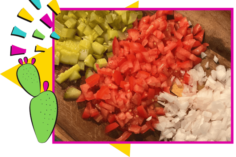 Pickle Salsa - diced pickles, tomatoes, and onion