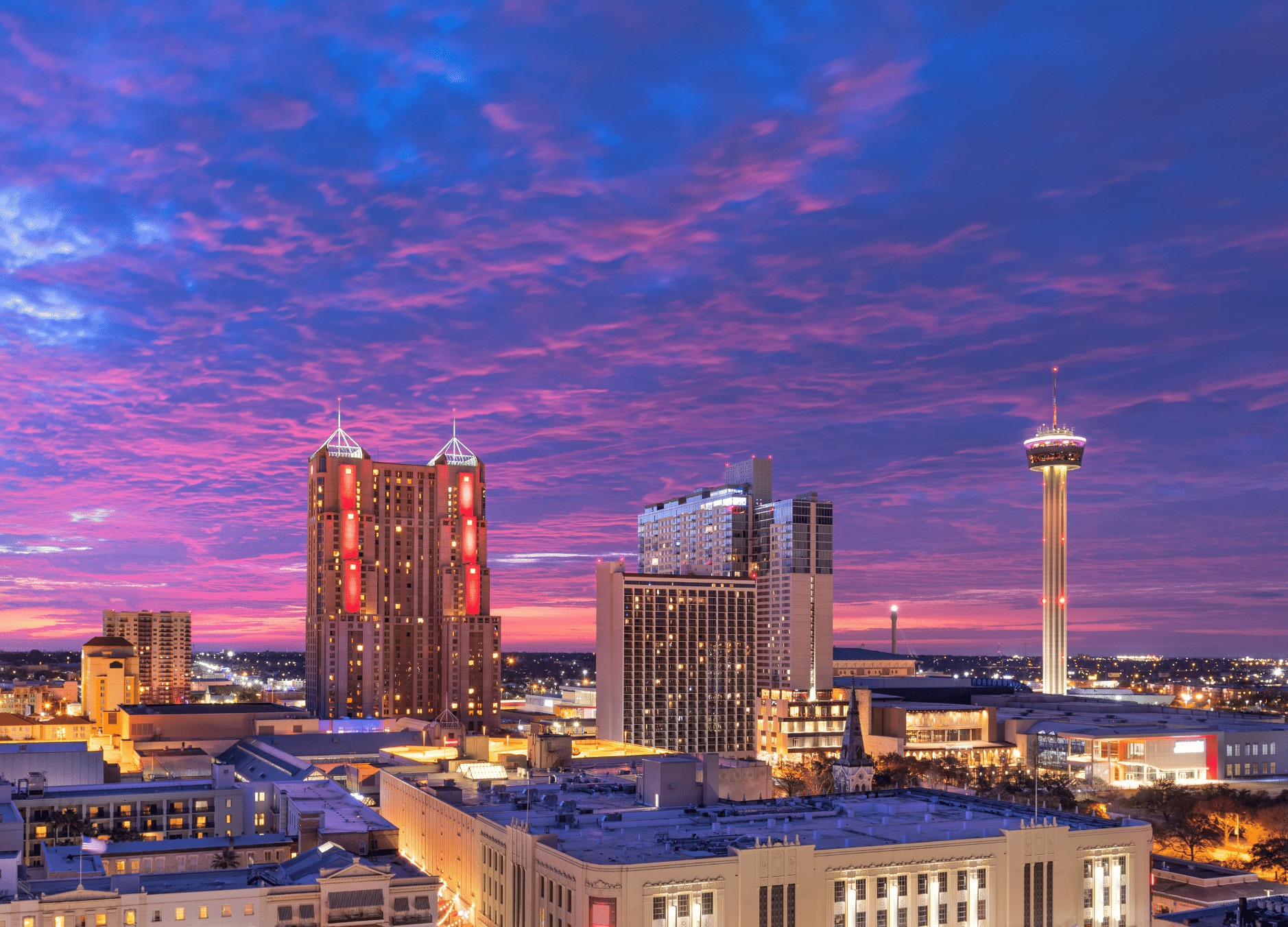 San Antonio skyline at dusk